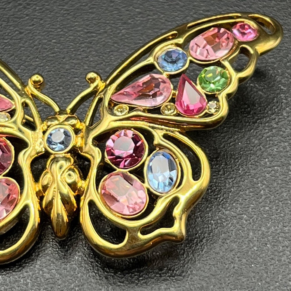 Nolan Miller Pastel Rhinestone Butterfly Brooch - Picture 8 of 14